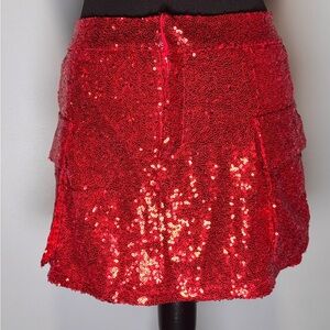 Dazzling Red Sequin Mini Skirt